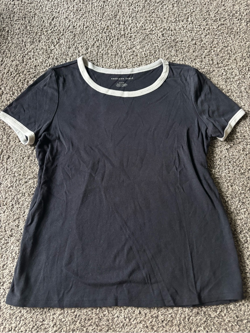 American Eagle Outfitters Navy Tee with White Trim